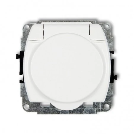 Gniazda-elektryczne - gpb-1z białe gniazdo elektryczne z klapką do łazienki trend karlik 