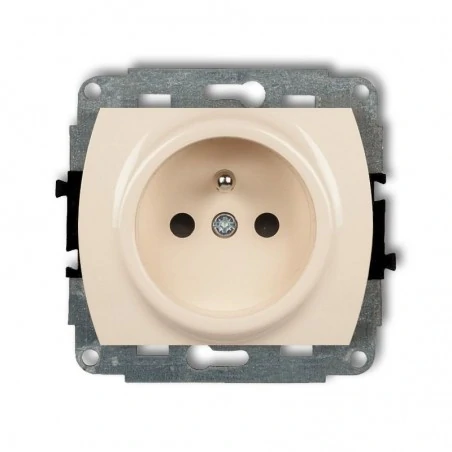 Gniazda-elektryczne - 1gp-1z beżowe gniazdo elektryczne z uziemieniem trend karlik 