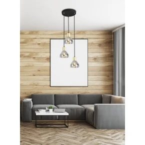 LAMPA WISZĄCA GREGORY TALERZ CZARNY BRĄZ 3X40W E14 KLOSZ DYMIONY