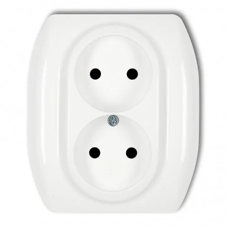 Gniazda-elektryczne - gp-2 gniazdko elektryczne podwójne bez uziemienia białe trend karlik 