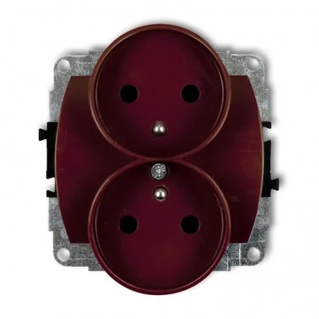 Gniazda-elektryczne - 4gpr-2z brązowe gniazdo podwójne z bolcem uziemiającym karlik trend 