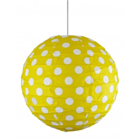 Lampy-sufitowe - uroczy abażur żółty w białe kropki kokon 70-76178 candellux 