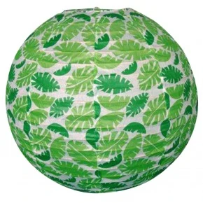 ABAŻUR PAPIEROWY-KOKON 35 ZIELONE LISTKI