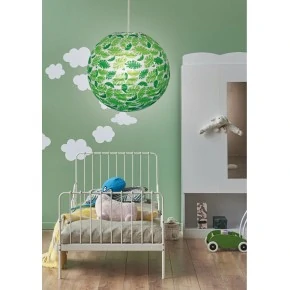 ABAŻUR PAPIEROWY-KOKON 35 ZIELONE LISTKI