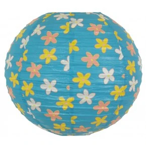 ABAŻUR PAPIEROWY-KOKON 35 BŁĘKITNY KWIATKI