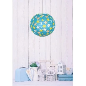 ABAŻUR PAPIEROWY-KOKON 35 BŁĘKITNY KWIATKI