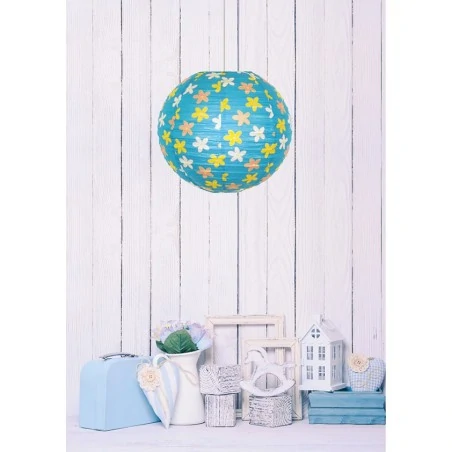 Lampy-sufitowe - błękitny abażur z papieru w kwiatki kokon 70-96930 candellux 