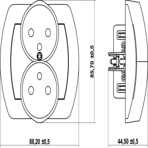 Gniazda-podwojne-podtynkowe - 1gpr-2z gniazdo podwójne z uziemieniem beżowe karlik trend 