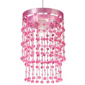 Oswietlenie-do-pokoju-dzieciecego - różowy abażur o zwisających kryształkach e27 lolly 77-16914 candellux 