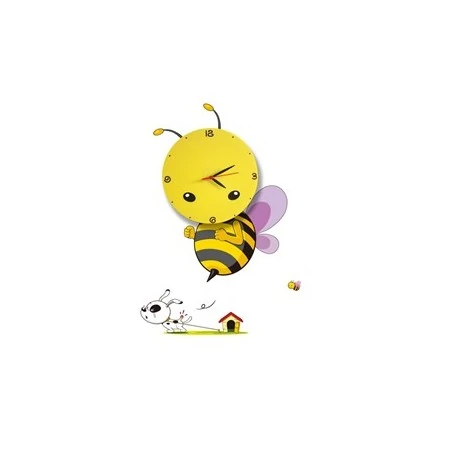Oswietlenie-do-pokoju-dzieciecego - kinkiet pszczółka lampa na ścianę z zegarkiem do pokoju dziecka bee led clock 0,6w eko-light 
