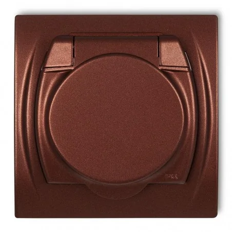 Gniazda-elektryczne - 9lgpb-1z gniazdo łazienkowe z klapką i uziemieniem brązowe logo karlik 