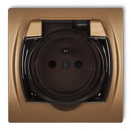 Gniazda-elektryczne - 8lgpb-1zd podtynkowe złote gniazdko z klapką osłaniającą 2p+z logo karlik 