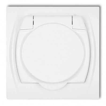 Gniazda-elektryczne - lgpb-1z białe gniazdo z klapką do łazienki 2p+z logo karlik 