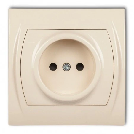 Gniazda-elektryczne - beżowe gniazdko pojedyncze bez uziemienia p/t 1lgp-1 logo karlik 