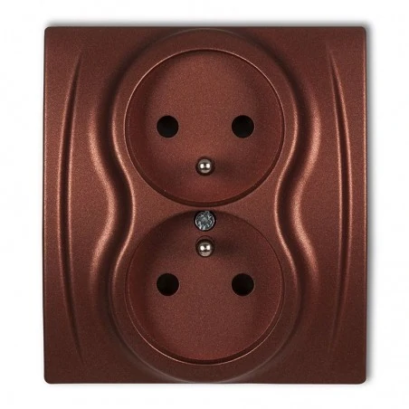 Gniazda-elektryczne - 9lgp-2z kontakt podwójny brązowy z uziemieniem logo karlik 