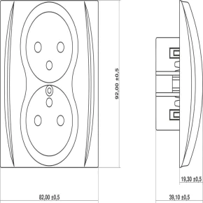  9LGP-2Z Kontakt podwójny brązowy z uziemieniem LOGO KARLIK 