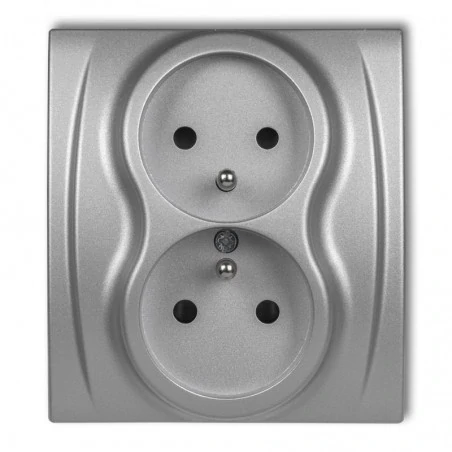 Gniazda-elektryczne - 7lgp-2z gniazdo elektryczne podwójne z uziemieniem srebrne logo karlik 