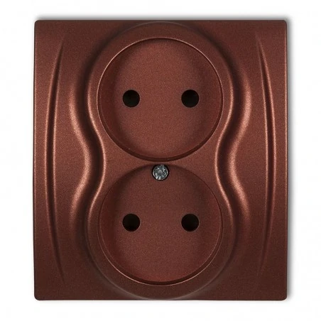 Gniazda-elektryczne - 9lgp-2 gniazdo wtyczkowe brązowe bez uziemienia 2x2p logo karlik 