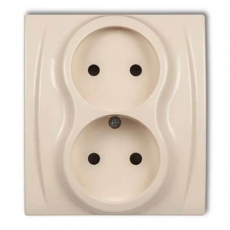 Gniazda-elektryczne - 1lgp-2 gniazdko elektryczne podwójne bez uziemienia logo karlik 