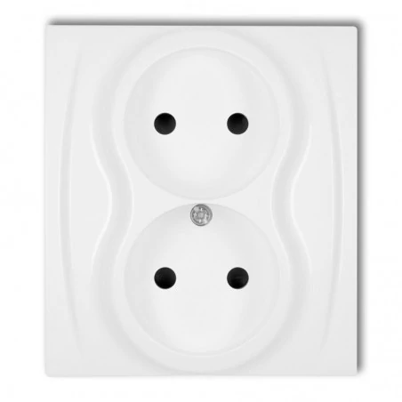 Gniazda-elektryczne - lgp-2 białe gniazdo podwójne bez uziemienia p/t logo karlik 