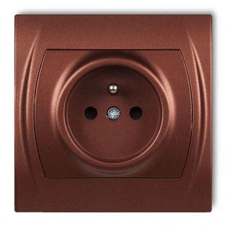 Gniazda-elektryczne - 9lgp-1z gniazdo pojedyncze z uziemieniem brązowy metalik logo karlik 