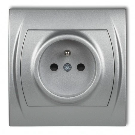 Gniazda-elektryczne - 7lgp-1z gniazdko elektryczne z uziemieniem srebrny metalik 2p+z logo karlik 