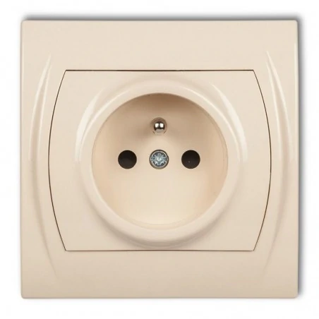 Gniazda-elektryczne - 1lgp-1z beżowe gniazdo elektryczne z uziemieniem logo karlik 