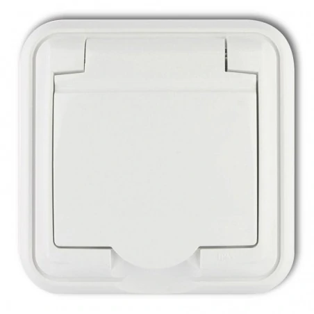 Gniazda-elektryczne - gph-1z białe gniazdo hermetyczne z klapką liza karlik 