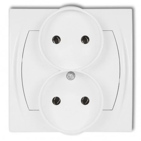 Gniazda-elektryczne - gniazdo podwójne bez uziemienia lgpr-2  2x b/u do ramki biały logo karlik 