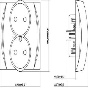  Gniazdo podwójne bez uziemienia LGPR-2  2x b/u do ramki BIAŁY LOGO KARLIK 