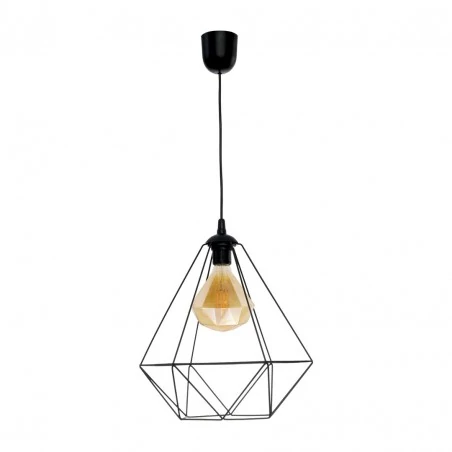 Lampy-sufitowe - lampa geometryczna z żarówką w zestawie industrial alambre black e27 4w eko-ligth 