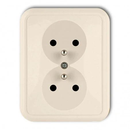 Gniazda-podwojne-podtynkowe - beżowe gniazdo podwójne z uziemieniem 1gpt-2z liza karlik 
