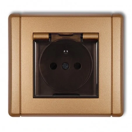 Gniazda-elektryczne - gniazdo bryzgoszczelne 8fgpb-1zd  ip44 z/u (klapka dymna) złoty met flexi karlik 