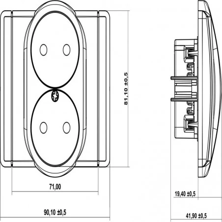 Gniazda-elektryczne - gniazdo podwójne bez uziemienia fgp-2 gniazdo 2x b/u flexi karlik 