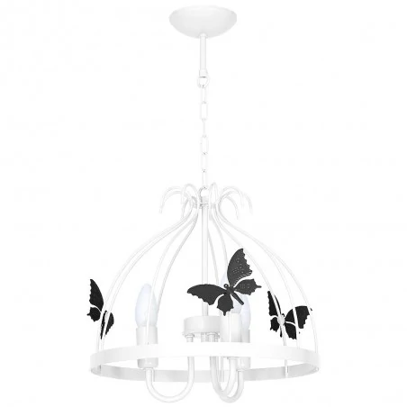 Oswietlenie-do-pokoju-dzieciecego - żyrandol do pokoju dziecka z motylkami biało-czarny 3xe14 kago eko-light 
