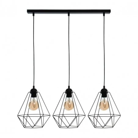 Lampy-sufitowe - lampa wisząca potrójna industrialna czarna basket black 3xe27 eko-light 
