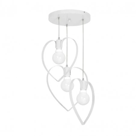 Lampy-sufitowe - lampa wisząca potrójne serca 3xe27 amore white mlp9951 eko-light 