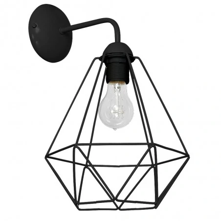 Kinkiety-do-salonu - kinkiet ażurowy geometryczny czarny industrial basket e27 eko-light 