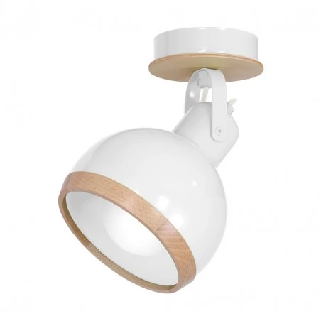 Kinkiety-do-salonu - kinkiet biały z drewnianą wstawką oval white e27 mlp8650 eko-light 