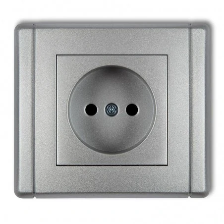 Gniazda-elektryczne - gniazdo pojedyncze bez uziemienia 7fgp-1  1x b/u srebro met flexi karlik 