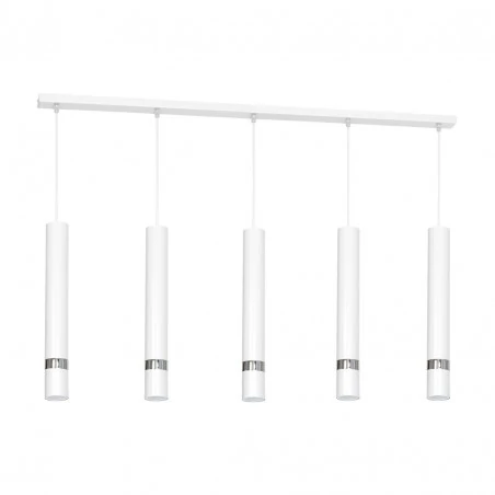 Lampy-sufitowe - wisząca lampa sufitowa na 5 źródeł światła gu10 biały/srebrny joker mlp1412 eko-light 
