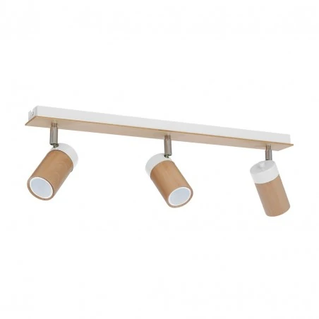 Lampy-sufitowe - spot oświetleniowy potrójny listwa drewno+biały 3xgu10 baron eko-light 