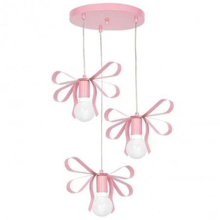 Lampy-sufitowe - potrójna lampa wisząca w kształcie wstążek 3xe27 emma pink mlp1040 eko-light 