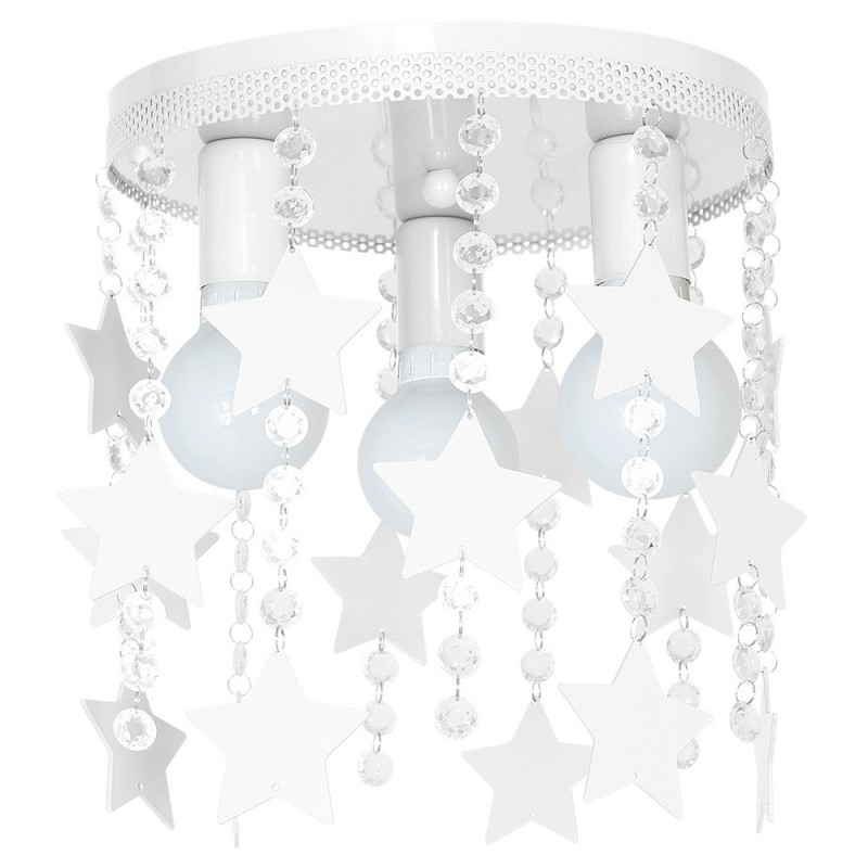 Oswietlenie-do-pokoju-dzieciecego - biała lampa z kryształkami i gwiazdkami 3xe27 star mlp1127 eko-light firmy EKO-LIGHT 