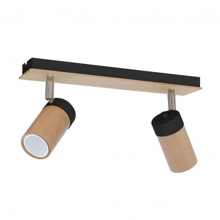 Lampy-sufitowe - lampa sufitowa podwójna spot 2xgu10 metal+drewno baron mlp9014 eko-light 