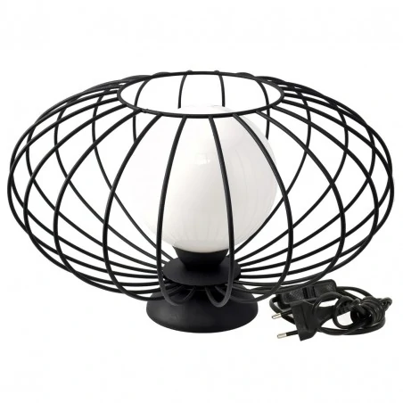Lampki-nocne - industrialna lampa stołowa czarno-biała 1xe14 kronos mlp4430 black eko-light 