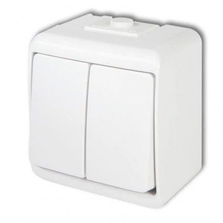 Wylaczniki-podwojne - whe-2l włącznik podwójny do żyrandoli podświetlany biały ip54 natynkowy junior karlik 