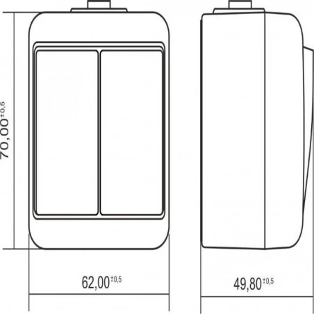Wylaczniki-podwojne - whe-2l włącznik podwójny do żyrandoli podświetlany biały ip54 natynkowy junior karlik 