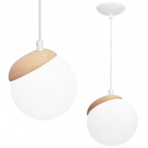 Lampy-sufitowe - lampa wisząca kula z drewnianą wstawką sfera wood 1xe14 eko-light 