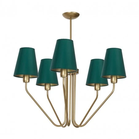 Lampy-sufitowe - żyrandol pięciopunktowy butelkowa zieleń + złoty 5xe27 victoria mlp4908 eko-light 